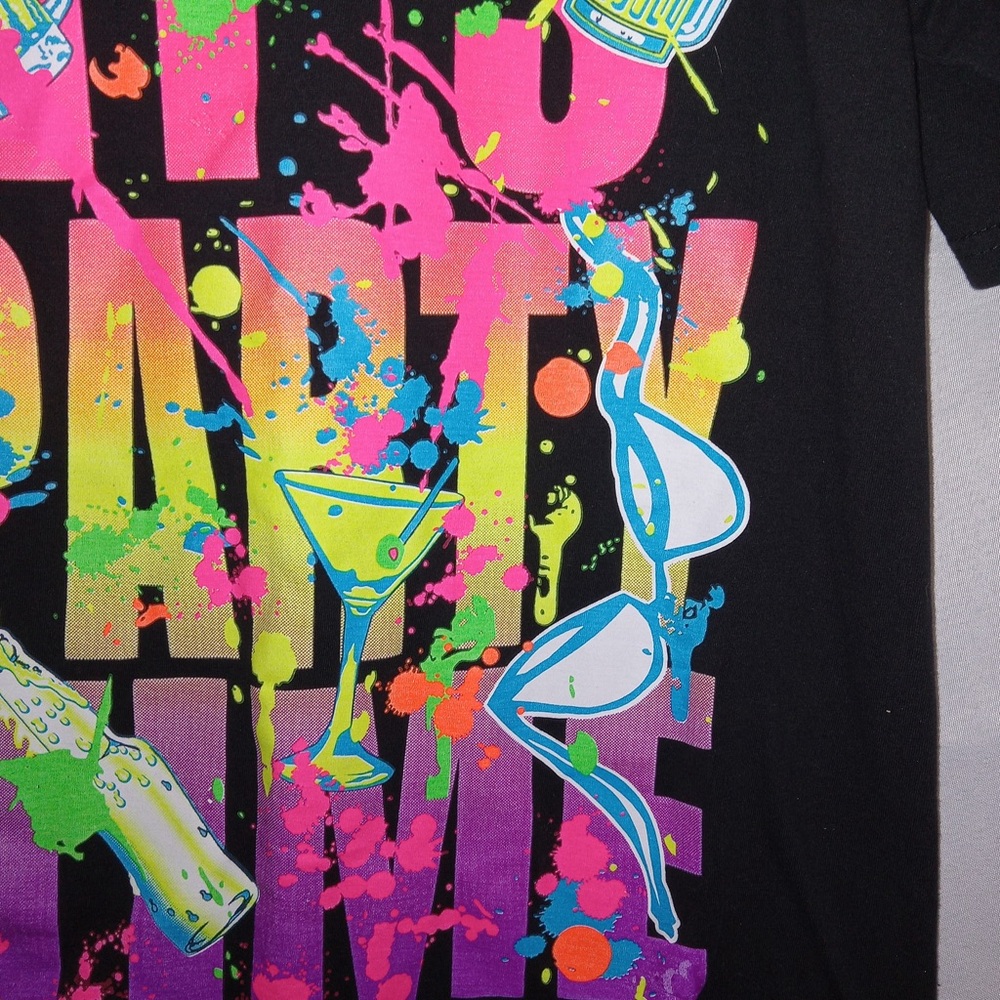 Surf Style Graphics Shirt Neon Bright Party Mens Size Small - Picture 3 of 13